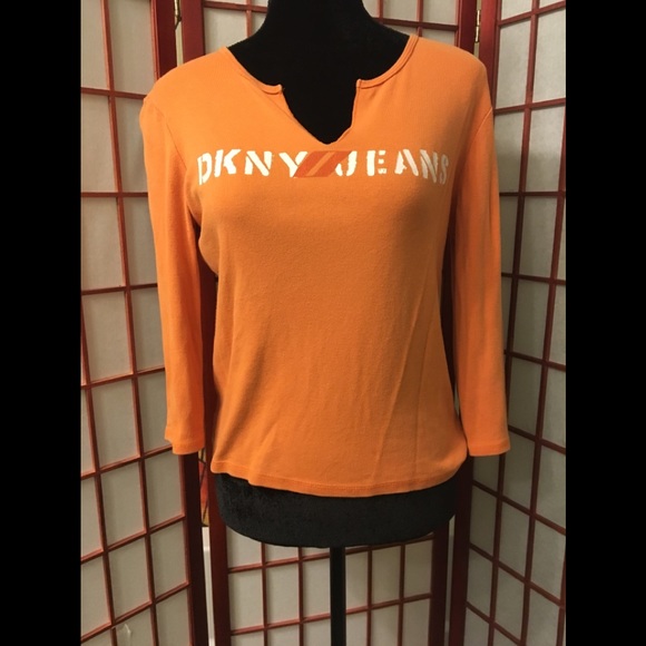 Dkny Tops - 🔥Vintage DKNY ORANGE LONG SLEEVE TOP —Size Large